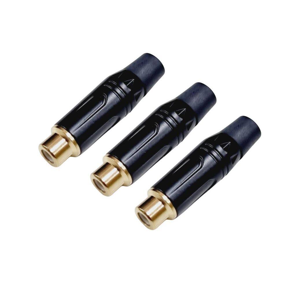 Kit 3 Plug Rca Fêmea Preto Dourado Preto Mxt