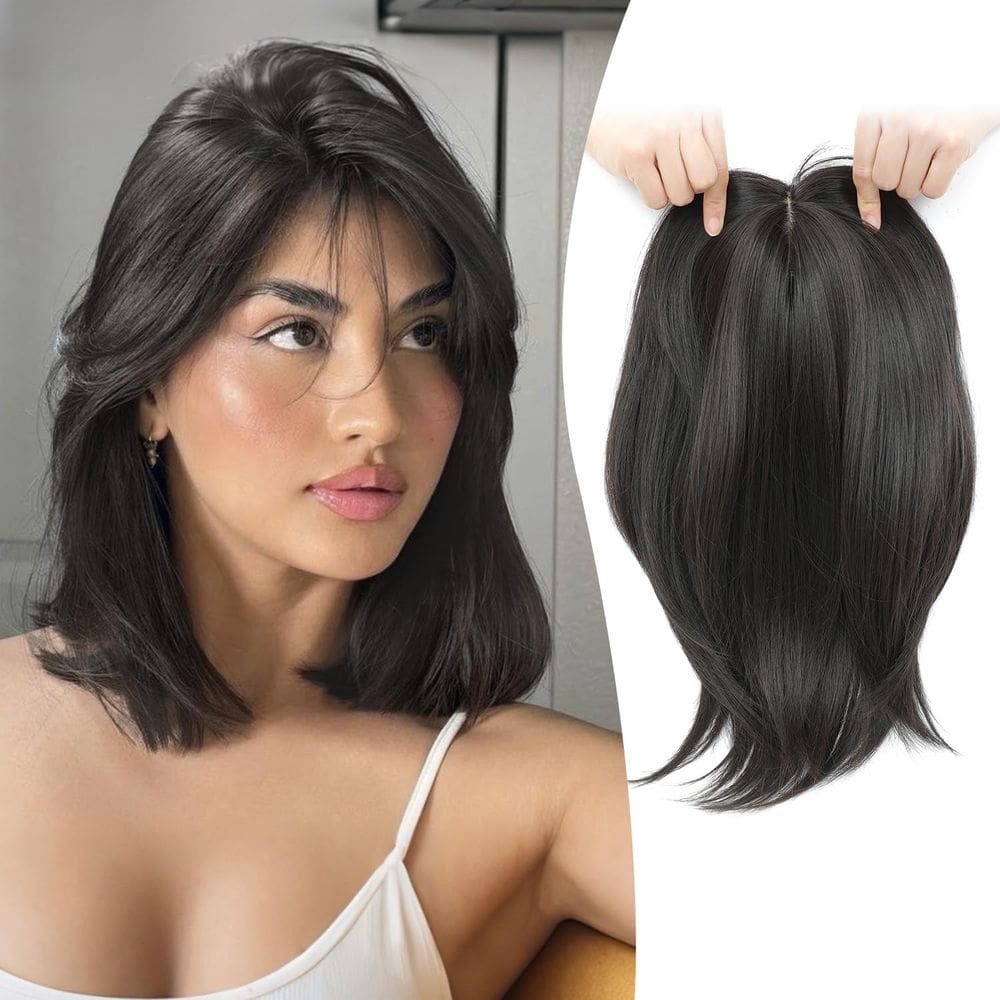 Topper de cabelo Ms Taj 30cm, cabelo sintético, 6,5x6,5, base grande