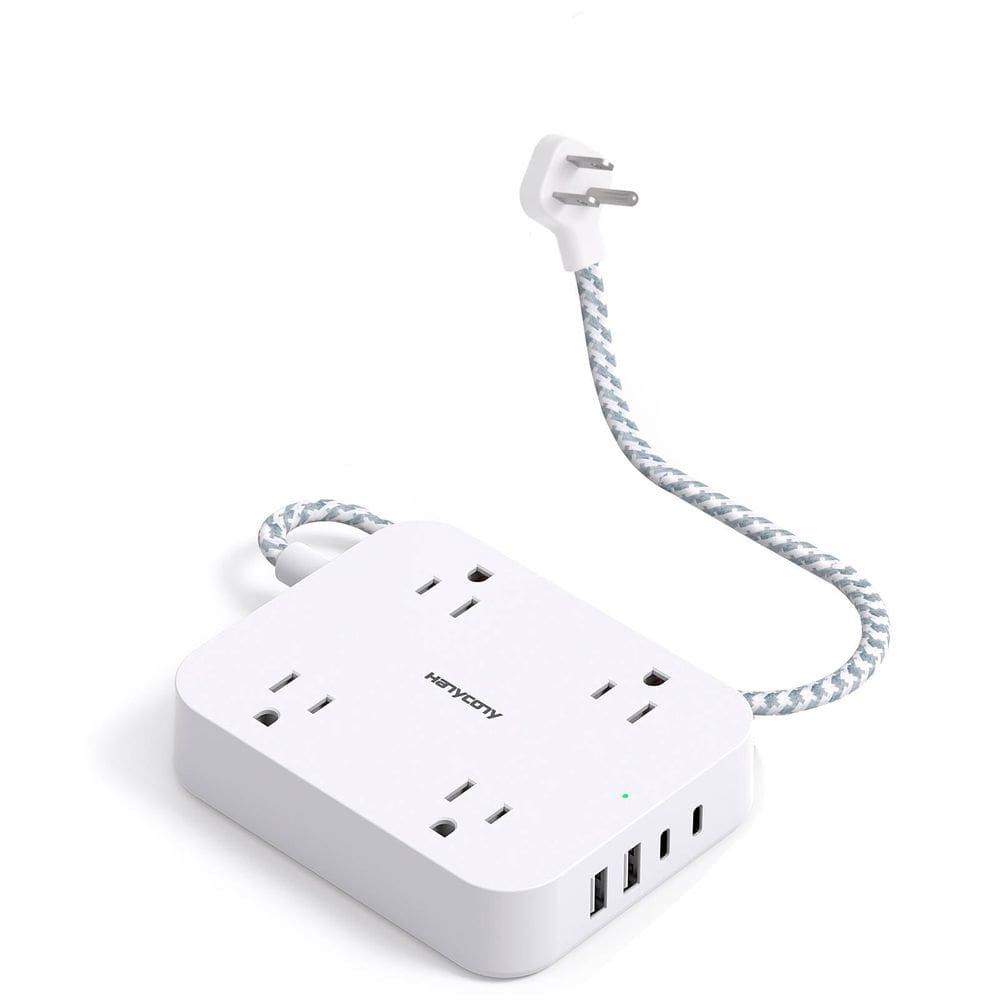 Cabo de extensão HANYCONY de 1 pé com 4 portas USB e 4 tomadas