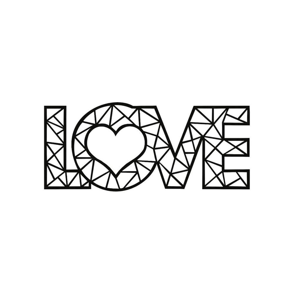 Quadro Decorativo Preto Mdf Love 40X20Cm