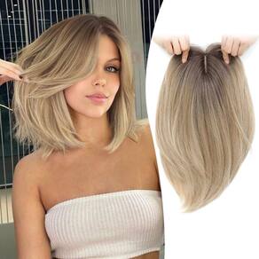 Topper de cabelo Ms Taj 30cm de cabelo sintético Ombre Loiro escuro