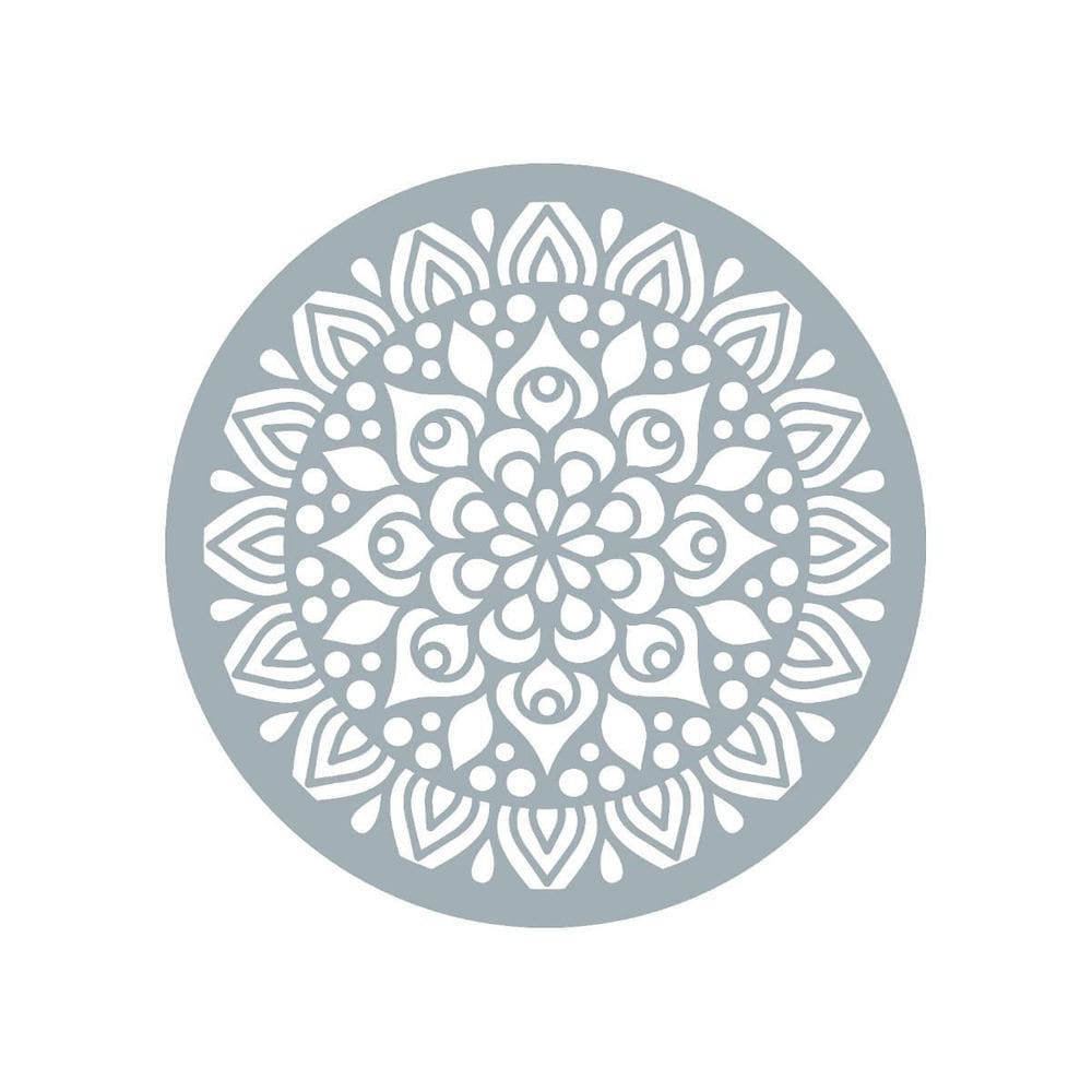 Quadro Decorativo Cinza Mdf Mandala Floral 40X20Cm