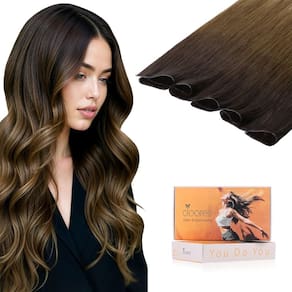 Extensões de cabelo DOORES Sew em cor de chocolate de 18 polegadas