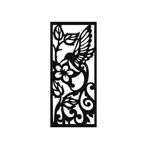 Quadro Decorativo Preto Mdf Beija-Flor Tribal 40X20Cm
