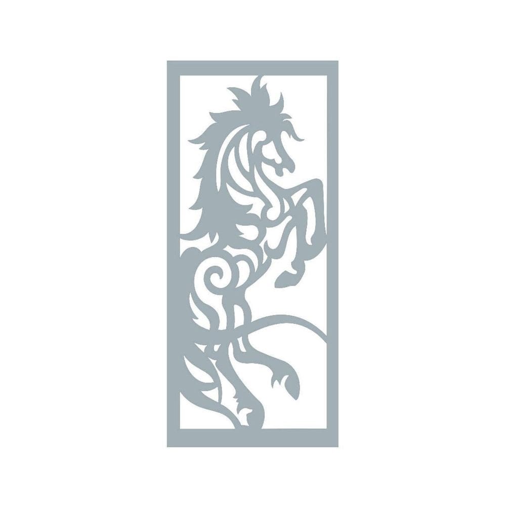 Quadro Decorativo Cinza Mdf Cavalos Tribal 40X20Cm