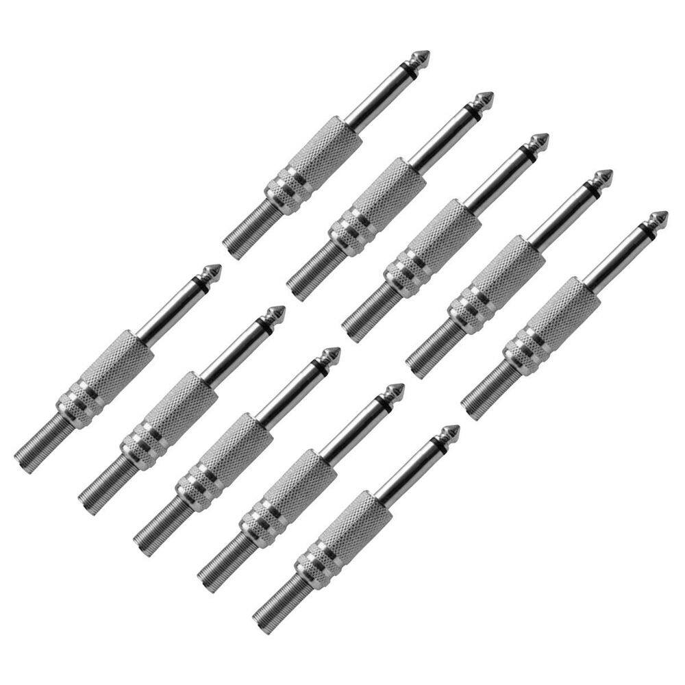 Kit 10 Plug P10 Macho Estéreo Cromado Mola Simples Mxt