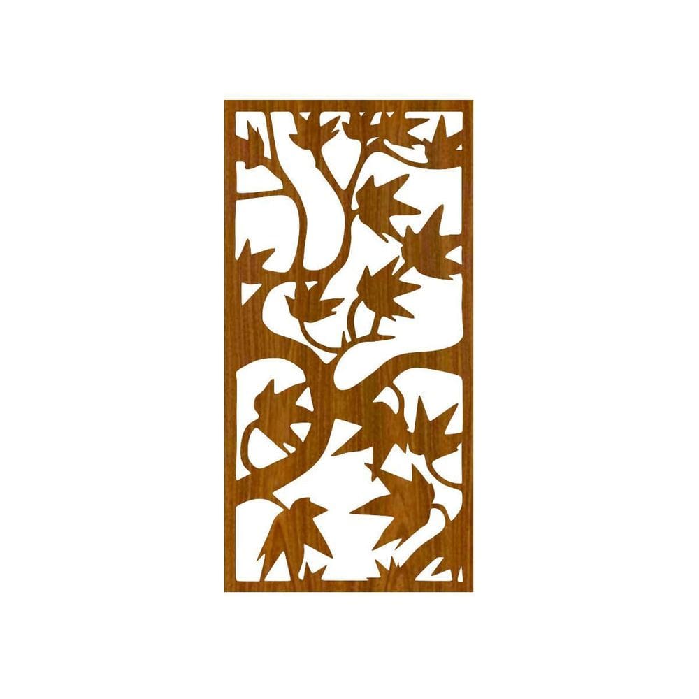 Quadro Decorativo Carvalho Mdf Folhas Selvagens 40X20Cm