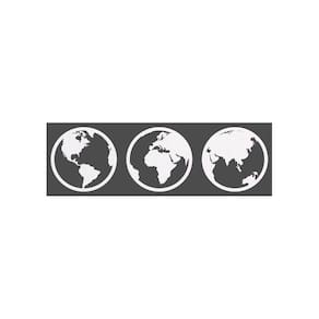Quadro Decorativo Branco Mdf Trio Mapa Mundi 40X20Cm