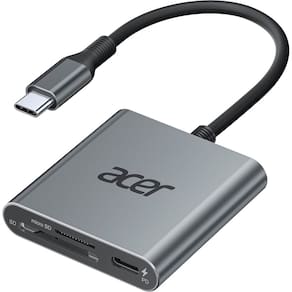 Leitor de cartões Acer SD 4.0 UHS-II Micro SD USB-C com porta PD de 100W