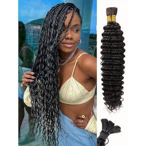 Cabelo trançado humano Sudreman Deep Water Wave 22cm 100g x2