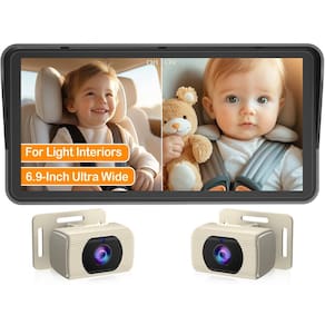 Câmera de carro de bebê Yakry 2-Kids de 6,9 polegadas com tela dividida HD 1080P