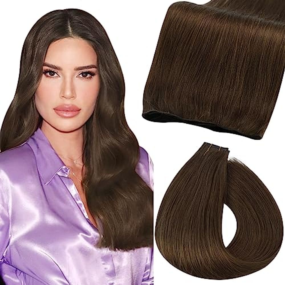 Extensões de cabelo Fshine Genius Weft 20cm Medium Brown 60g