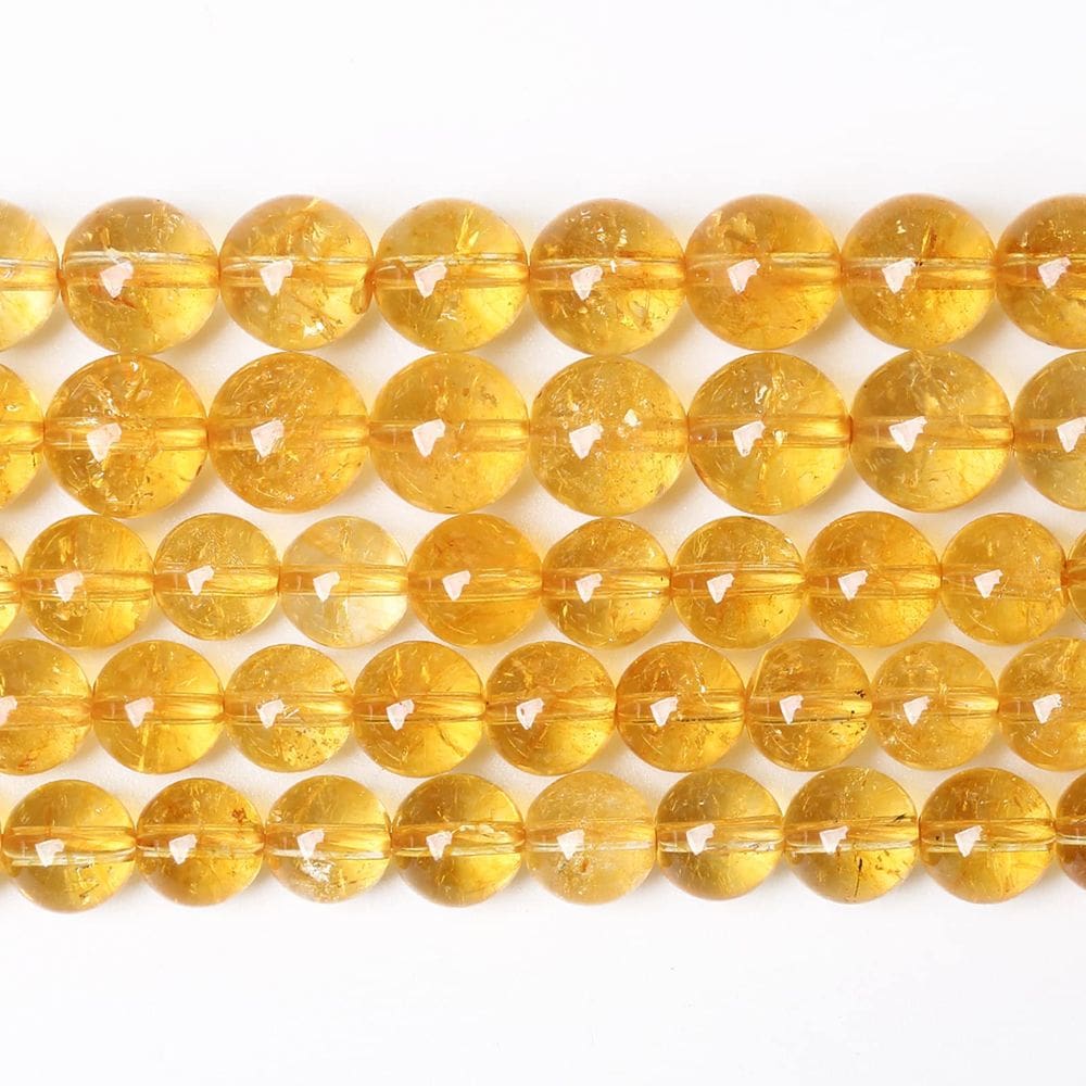 Miçangas ZXYMLZI Citrino, 10 mm, cristal natural, quartzo, 72 unidades