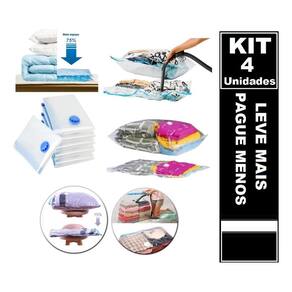 Kit 4 Sacos a Vácuo Para Viagem Roupas Organização 70x100cm
