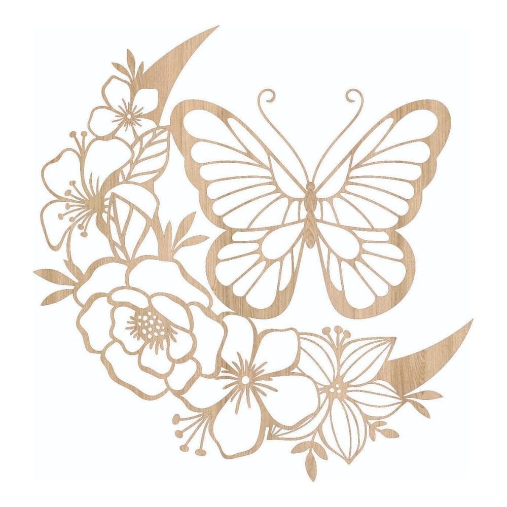 Quadro Decorativo Mdf Marfim Borboletas 40X20Cm