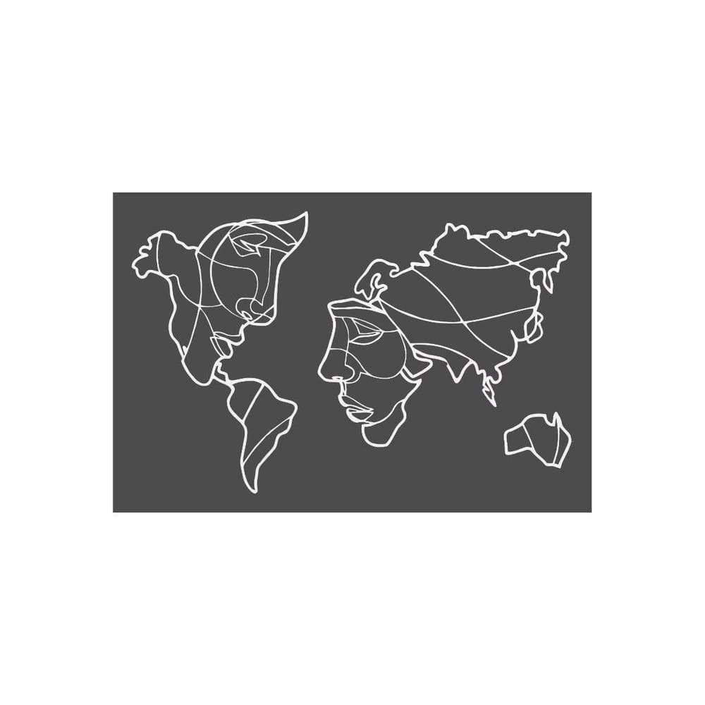 Quadro Decorativo Branco Mdf Face Países 40X20Cm