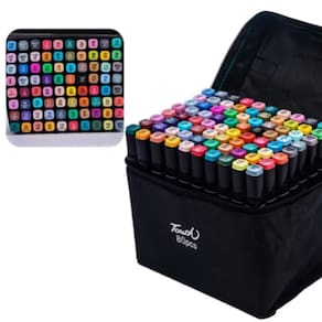 Kit 80 Canetinhas Marcador Escolar Ponta Dupla
