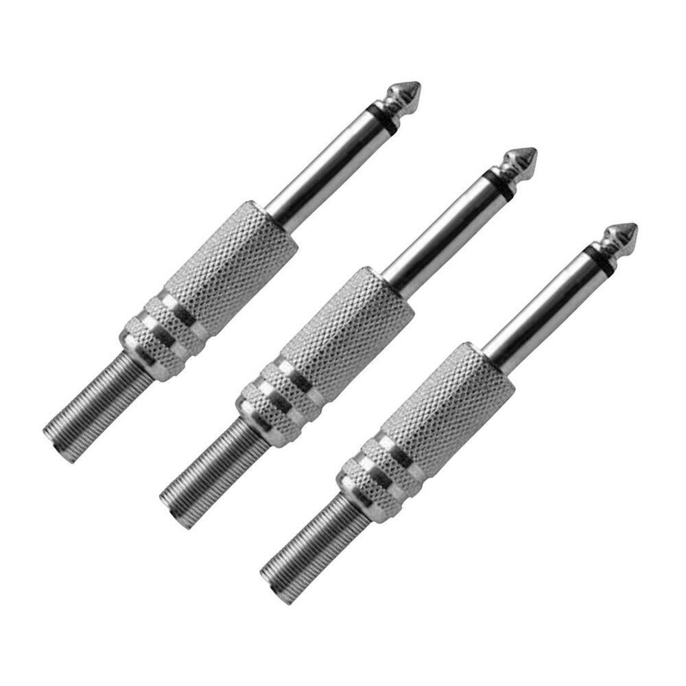 Kit 3 Plug P10 Macho Estéreo Cromado Mola Simples Mxt