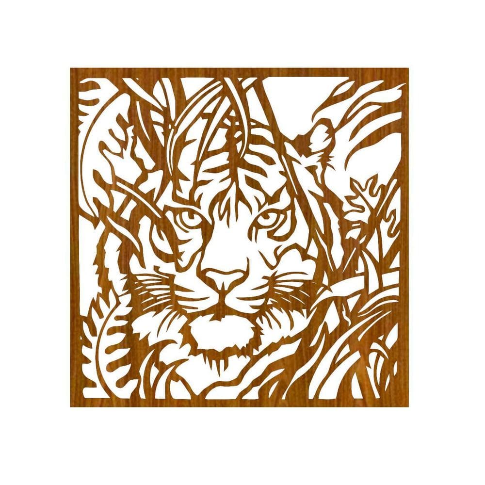Quadro Decorativo Carvalho Mdf Tigre Selvagem 40X20Cm