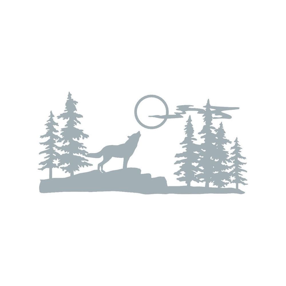 Quadro Decorativo Cinza Mdf Lobo Nas Montanhas 40X20Cm