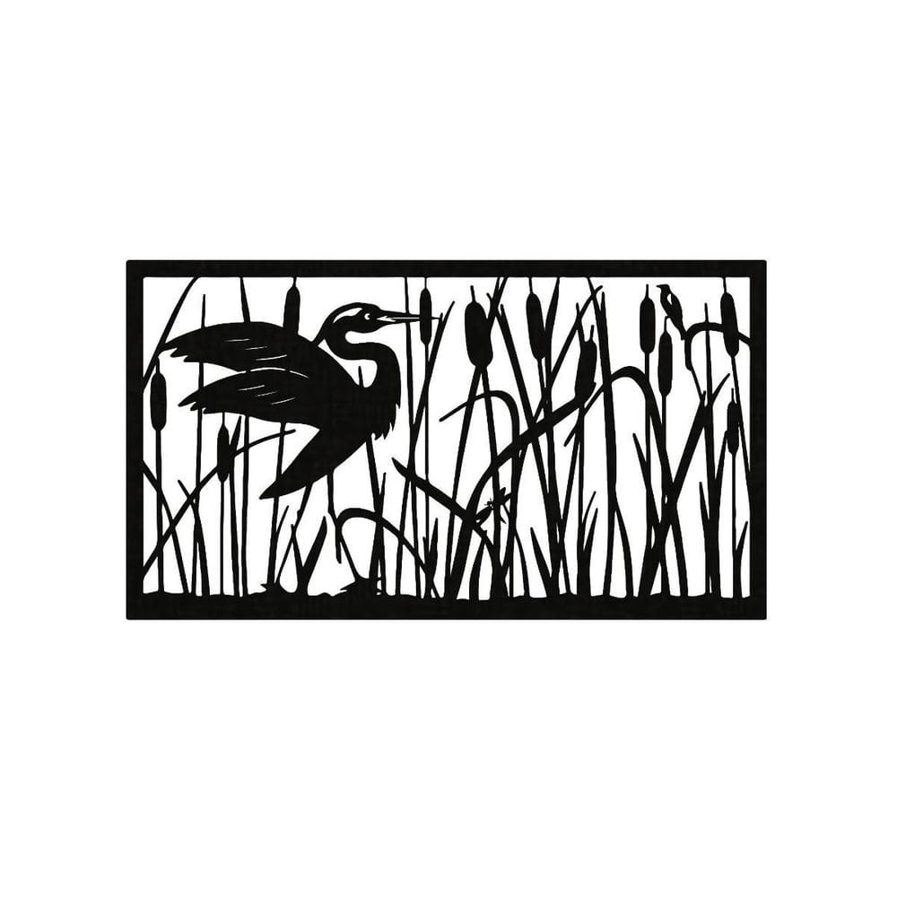 Quadro Decorativo Preto Mdf Garça Selvagem 40X20Cm