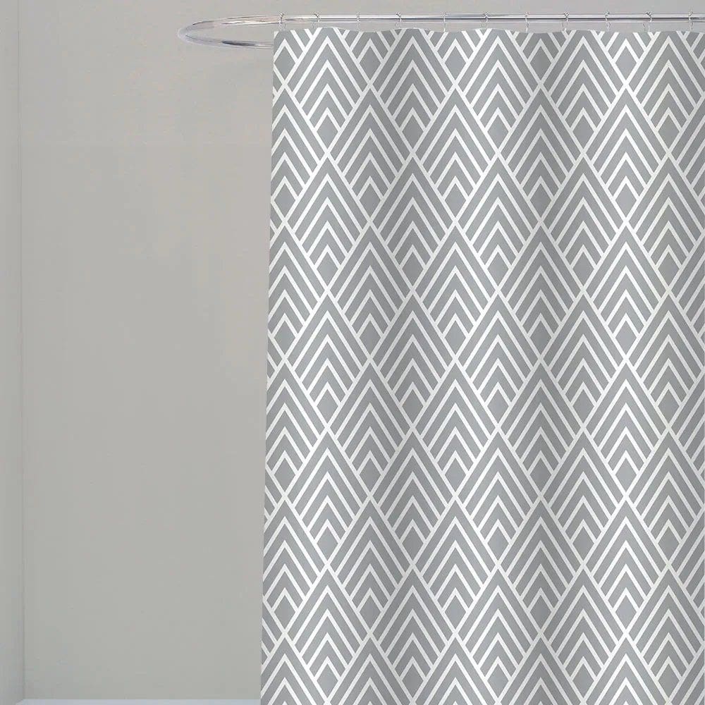 Cortina Para Box Banheiro Antimofo Poliéster 198x180cm - Losango Cinza