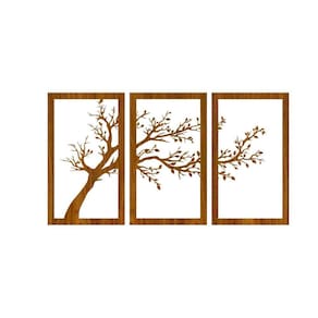 Quadro Decorativo Carvalho Mdf Arvore 40X20Cm
