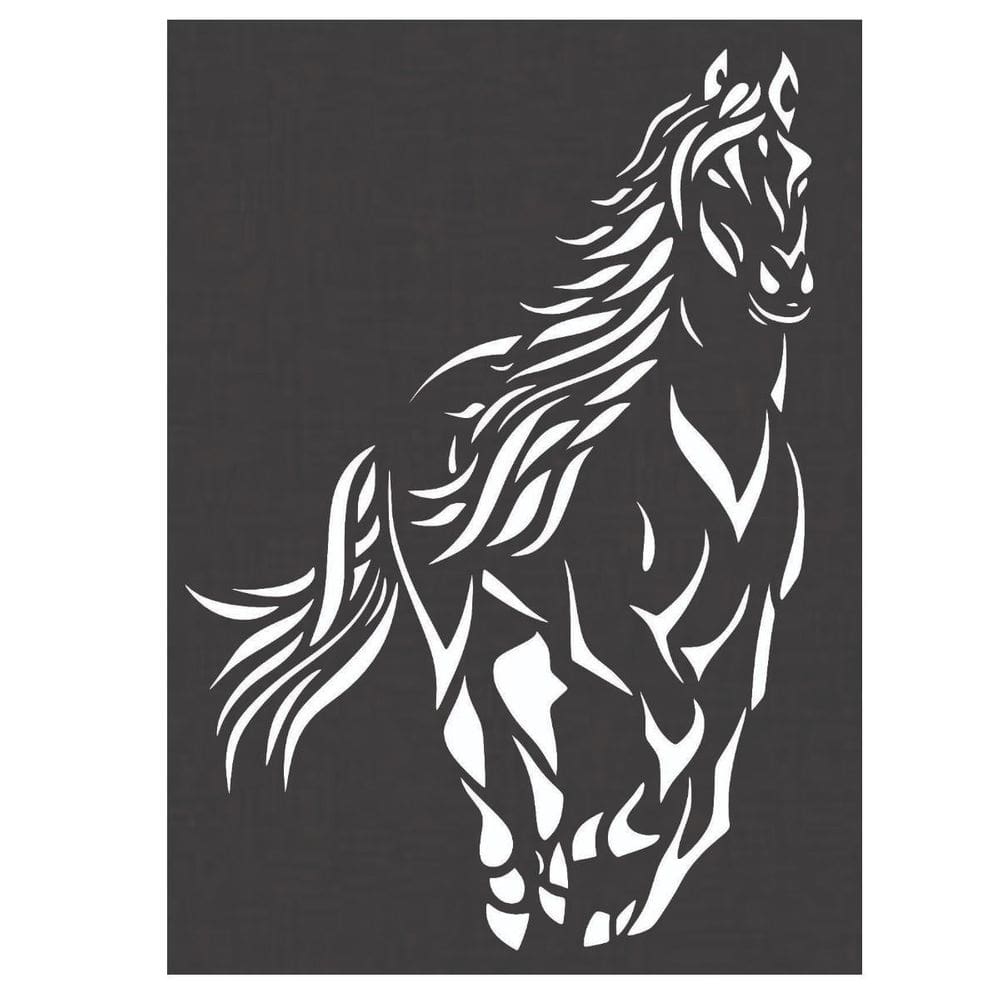Quadro Decorativo Preto Mdf Cavalo 40X20Cm