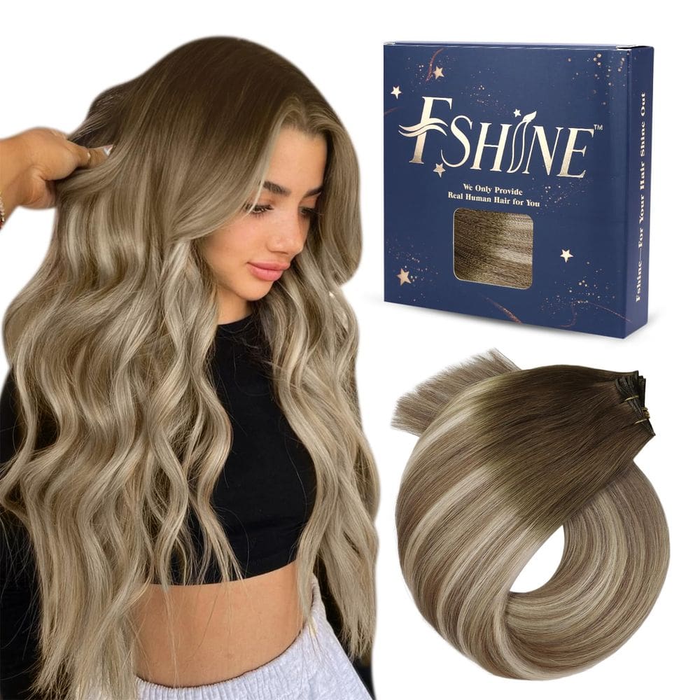 Extensões de cabelo Fshine Genius Weft 20cm Loiro 60g Cabelo humano