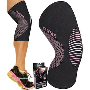 Cinta de apoio de joelho Physix Gear Sport Premium Neoprene rosa