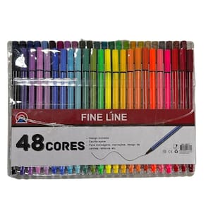 Kit Com 48 Canetas Fineline Hidrográfica Ponta Fina 0.4Mm
