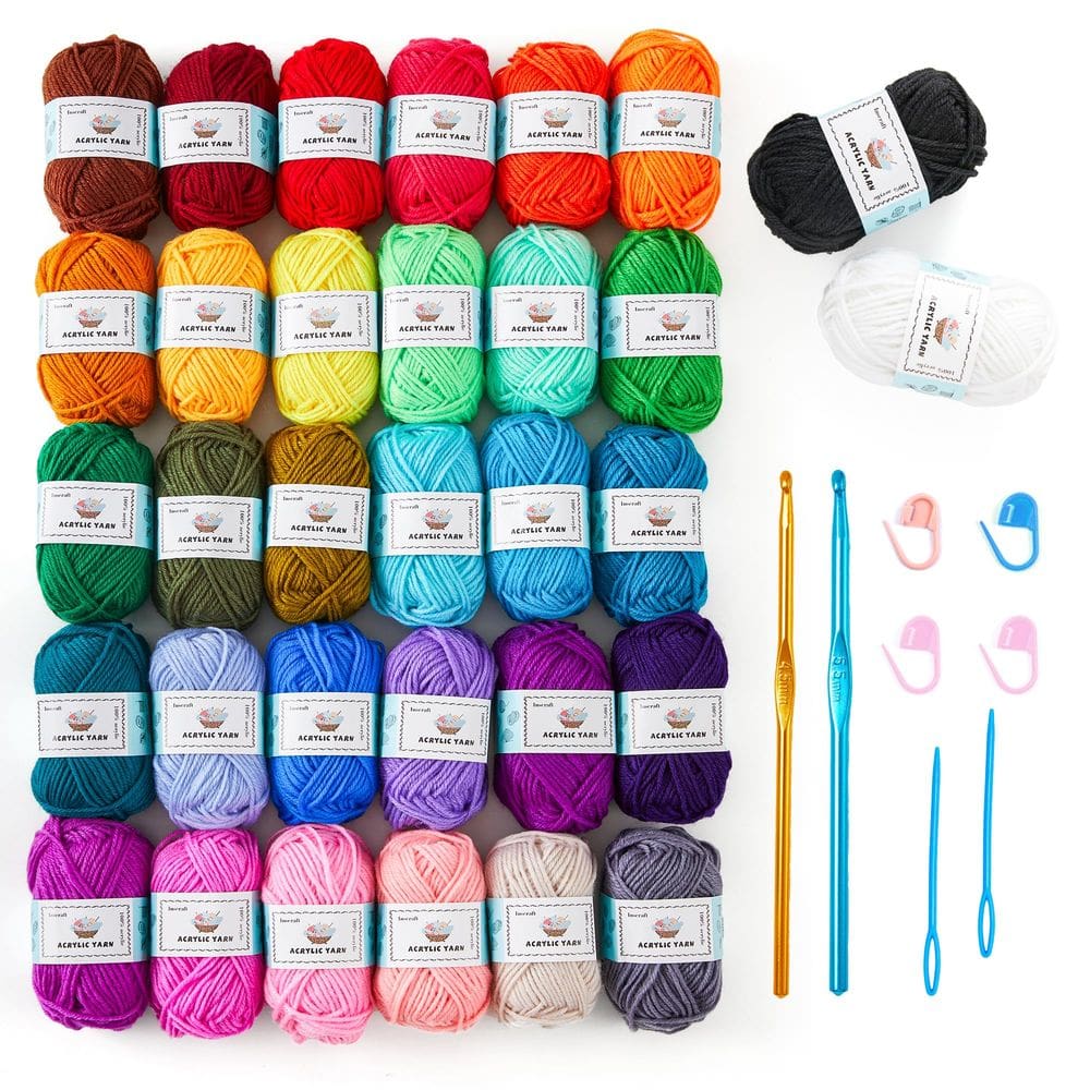 Kit de fios de crochê INSCRAFT para iniciantes, 1440 jardas, 32 cores