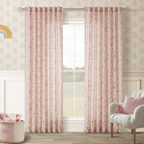 Cortinas TWOPANELS, linho rosa, floral, 213 cm, H, 2, conjunto de painéis