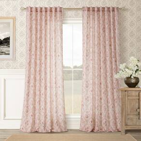 Cortinas: DOIS PAINÉIS, rosa empoeirado, floral, 274 cm, linho, 2 painéis