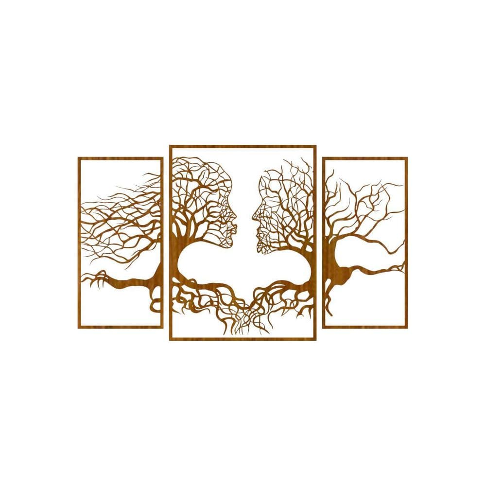 Quadro Decorativo Carvalho Mdf Trio Face Raizes 40X20Cm