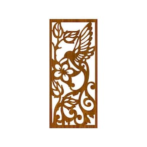 Quadro Decorativo Carvalho Mdf Beija-Flor Tribal 40X20Cm