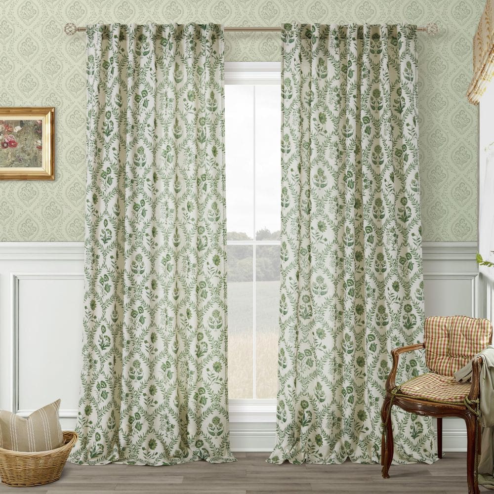 Cortinas TWOPANELS Farmhouse Floral 229x229cm com filtragem de luz