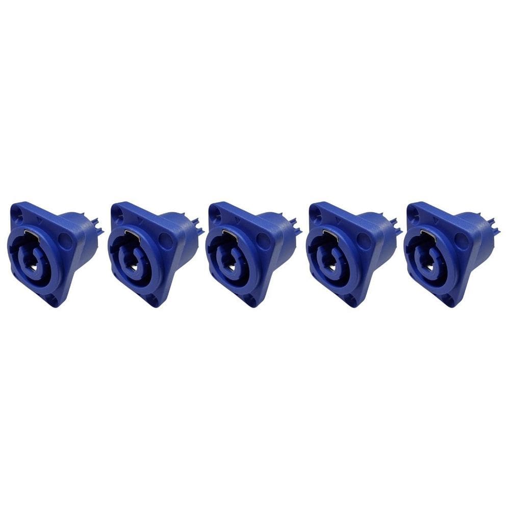 Kit 5 Plug Powercon Fêmea Painel Azul Dreamer