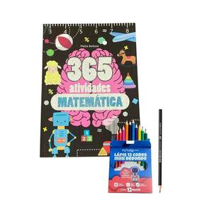 365 Atividades Matemática Livro Infantil+ Lápis Cor + Lápis