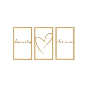 Quadro Decorativo Mdf Cru Trio Family Home 40X20Cm