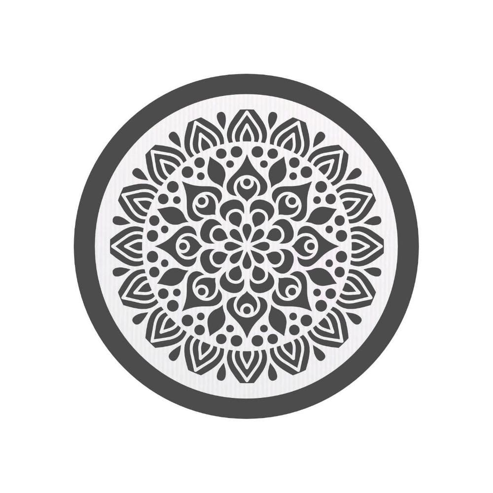 Quadro Decorativo Branco Mdf Mandala Floral 40X20Cm