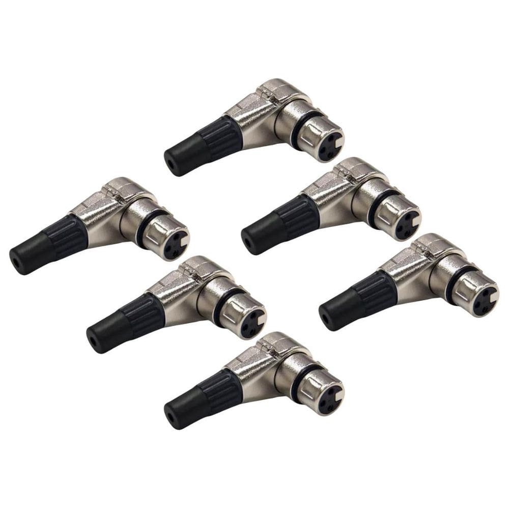 Kit 6 Plug Xlr Fêmea 90º Metal Níquel Mxt