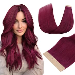 Extensões de cabelo DOORES Tape em Borgonha 30 cm 40 g 20 unidades