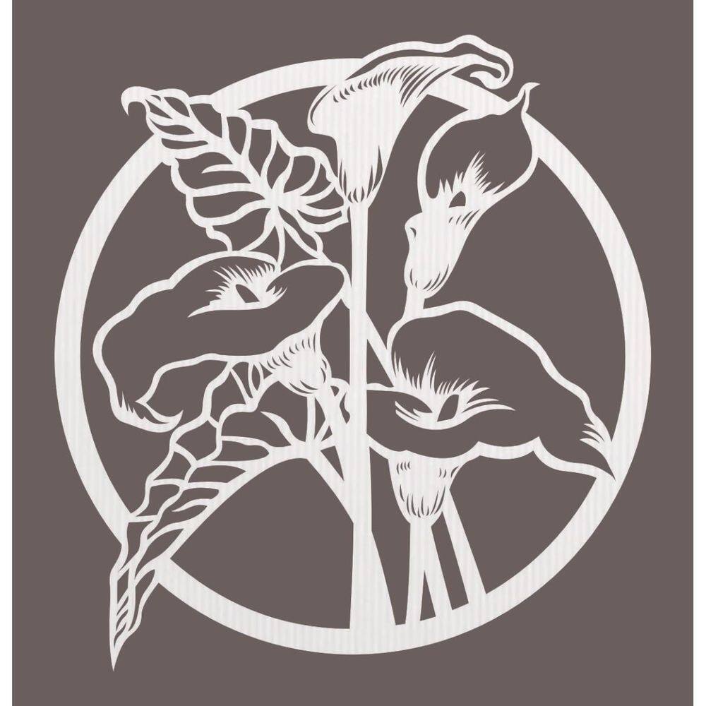 Quadro Decorativo Branco Mdf Flor Copo De Leite 40X20Cm