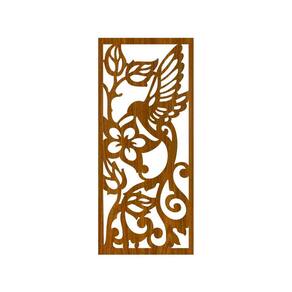 Quadro Decorativo Carvalho Mdf Beija-Flor Tribal 40X20Cm