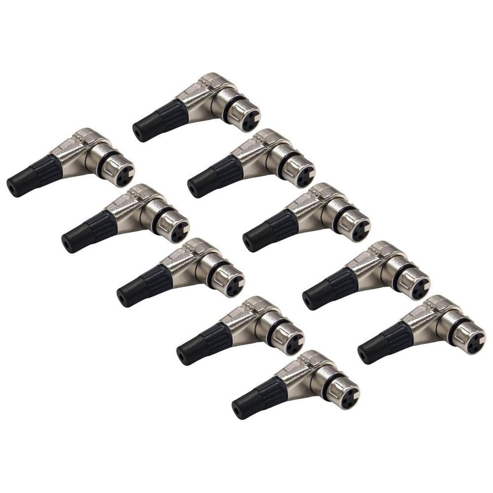 Kit 10 Plug Xlr Fêmea 90º Metal Níquel Mxt