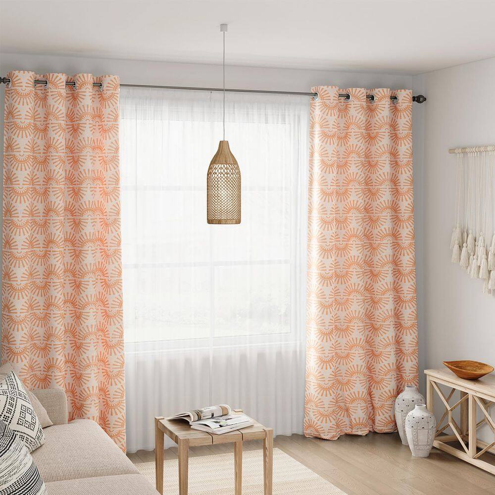 Conjunto de cortinas ColorBird Boho Linen com 2 painéis, 213 x 132 cm, laranja