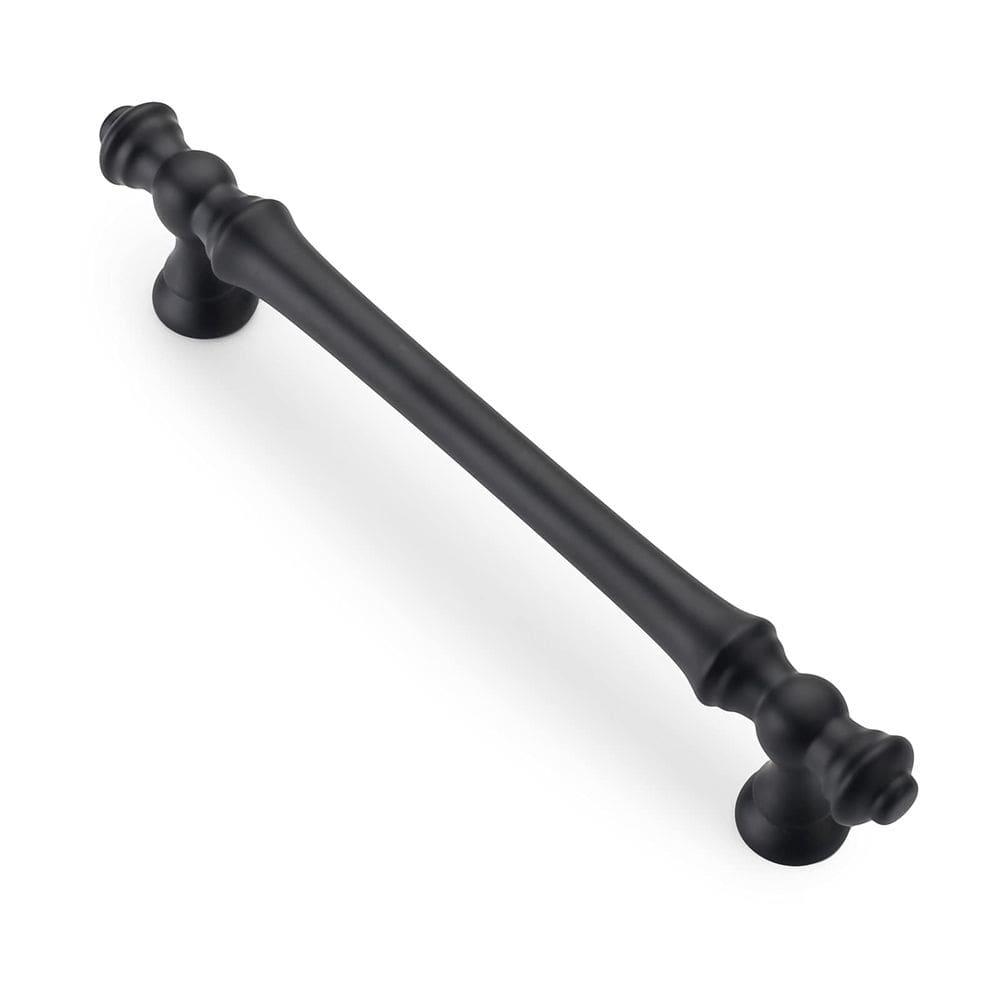 Alças de gabinete Asidrama, pacote com 6, preto fosco, 128 mm/5 polegadas