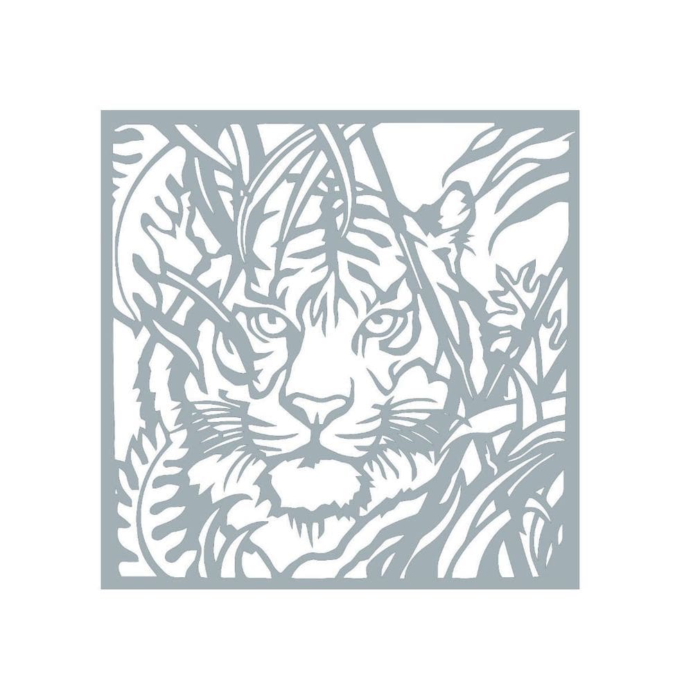 Quadro Decorativo Cinza Mdf Tigre Selvagem 40X20Cm