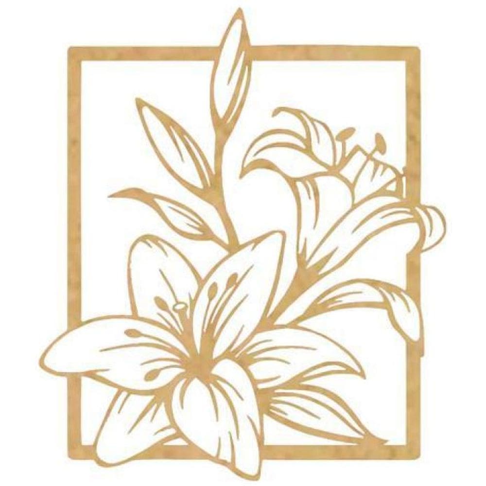 Quadro Decorativo Mdf Cru Flor Lírios 40X20Cm